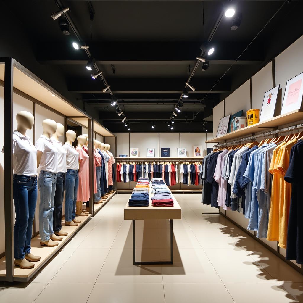 Cửa hàng Yody Lệ Thủy với nội thất hiện đại, trưng bày sản phẩm thời trang đa dạng, gọn gàng